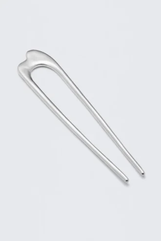 Sculptural Metal Hair Pin – Silver Grey