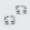 Sculptural Open-Ended Hoop Earrings – Silver