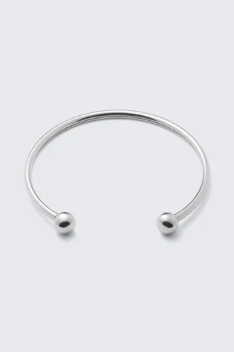 Sculptural Polished Open Necklace – Silver
