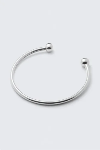 Sculptural Polished Open Necklace – Silver