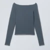 Seamless off Shoulder Long Sleeve – Dark Green