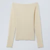 Sheer Boatneck Long Sleeve – Light Beige
