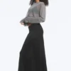 Sheer Cotton Knit Maxi Skirt – Black