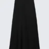 Sheer Cotton Knit Maxi Skirt – Black
