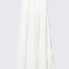 Sheer Cotton Knit Maxi Skirt – White