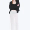 Sheer Cotton Knit Maxi Skirt – White
