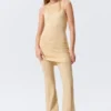 Sheer Knitted Sequined Mini Dress – Golden Beige