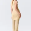 Sheer Knitted Sequined Mini Dress – Golden Beige