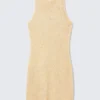 Sheer Knitted Sequined Mini Dress – Golden Beige