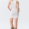 Sheer Knitted Sequined Mini Dress – Silver