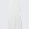 Sheer Knitted Sequined Mini Dress – Silver