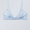 Sheer Lace Triangle Bra – Light Blue