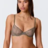 Sheer Lace Underwire Bra – Dusty Grey