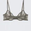Sheer Lace Underwire Bra – Dusty Grey