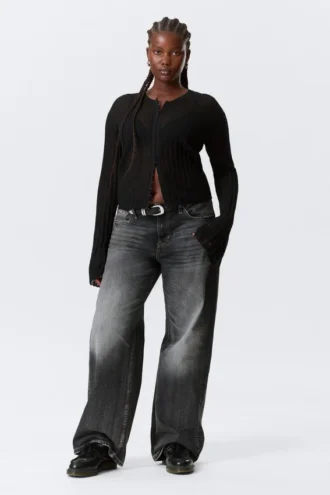 Sheer Linen-Blend Cardigan – Black