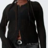 Sheer Linen-Blend Cardigan – Black