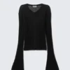 Sheer Linen-Blend Cardigan – Black