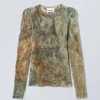 Sheer Printed Long Sleeve Top – Abstract Fairytale