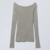 Sheer Rhinestone Longsleeve Top – Dusty Grey