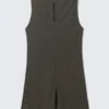 Sheer Sleeveless Boat-Neck Mini Dress – Dark Grey