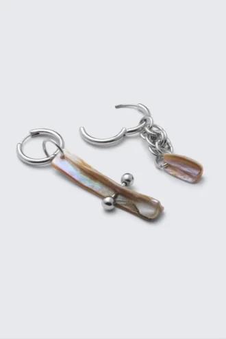 Shell Pendant Earrings – Silver