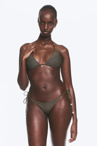 Shell Tie Bikini Tanga Bottom – Dark Mole