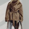 Short Oversized Funnel Neck Trench Coat – Dusty Grey