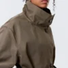 Short Oversized Funnel Neck Trench Coat – Dusty Grey