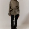 Short Oversized Funnel Neck Trench Coat – Dusty Grey