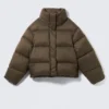 Short Oversized Puffer Jacket – Dark Brown