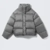 Short Oversized Puffer Jacket – Grey