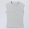 Short Sleeve Fitted Top – Grey Melange