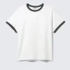 Short-Sleeved Contrast Trim Cotton T-Shirt – Black & White
