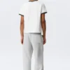 Short-Sleeved Contrast Trim Cotton T-Shirt – White – Black Binding