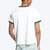 Short-Sleeved Contrast Trim Cotton T-Shirt – White – Green Binding