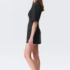 Short-Sleeved Cotton Mini Dress – Black