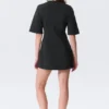 Short-Sleeved Cotton Mini Dress – Black