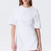 Short-Sleeved Cotton Mini Dress – White