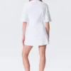 Short-Sleeved Cotton Mini Dress – White