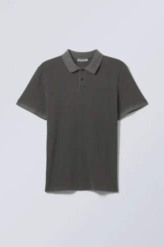 Short-Sleeved Cotton Piqua Polo Shirt – Dark Grey