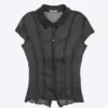 Short-Sleeved Crinkle Shirt – Dark Grey