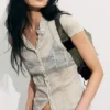 Short-Sleeved Crinkle Shirt – Dusty Light Mole