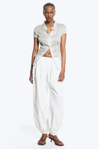 Short-Sleeved Crinkle Shirt – Dusty Light Mole