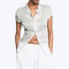 Short-Sleeved Crinkle Shirt – Dusty Light Mole
