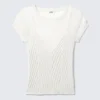 Short-Sleeved Knitted Layered Top – White