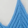 Short-Sleeved Knitted Layered Top – White & Blue