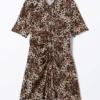 Short-Sleeved Mini Shirt Dress – Leopard-Print