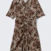 Short-Sleeved Mini Shirt Dress – Leopard-Print