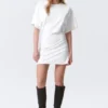 Short-Sleeved Mini T-Shirt Dress – White