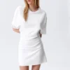 Short-Sleeved Mini T-Shirt Dress – White